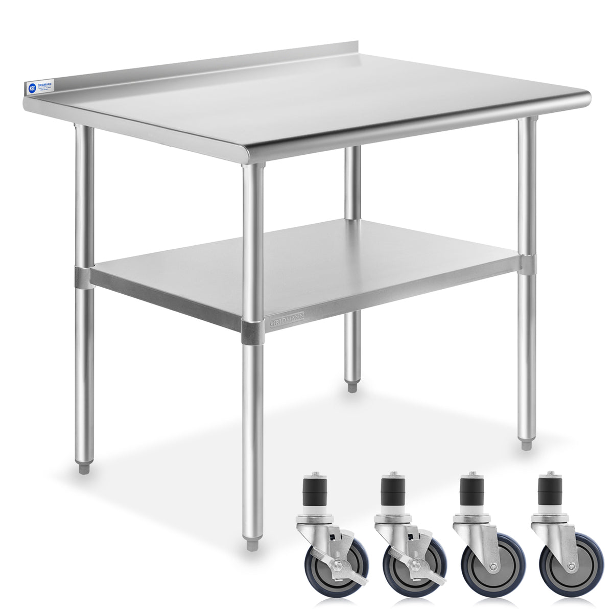 GRIDMANN 24 W x 30 L Stainless Steel Work Table with Undershelf and  Caster Wheels