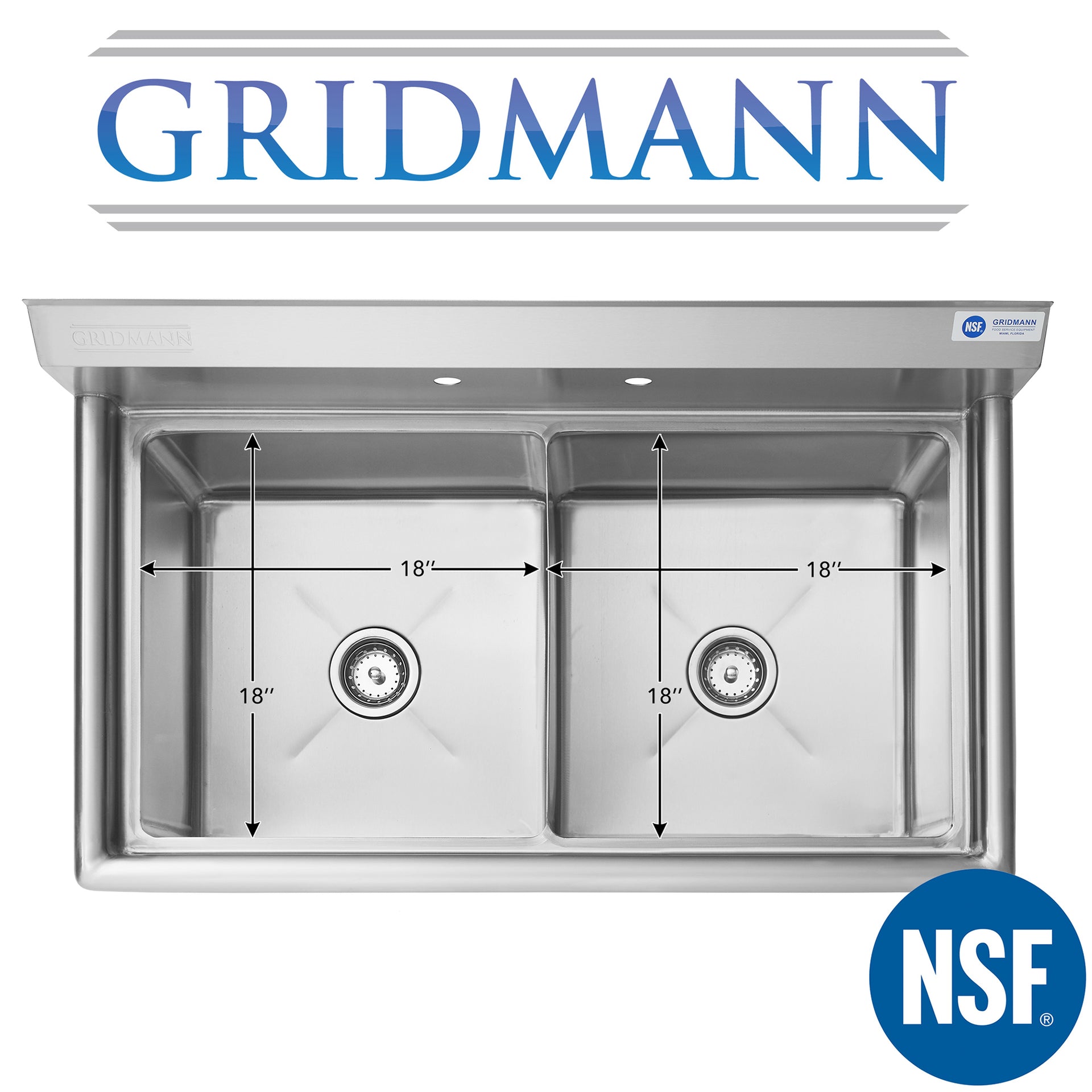 2 Compartment NSF Stainless Steel Prep Sink – Gridmann.com