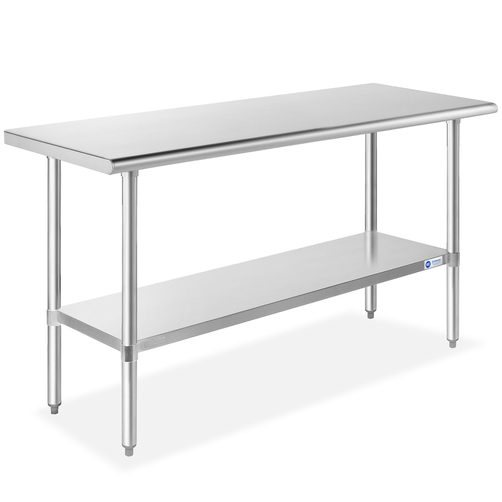 18 X 60 Stainless Steel Work Table with Under-Shelf & 4 Wheels | NSF  Certified | Laundry Garage Utility Bench | Food Prep Worktable